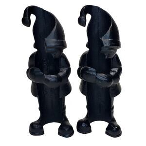 Elf Cast Iron Taper Candle Holders Crate and Barrel 5.5"